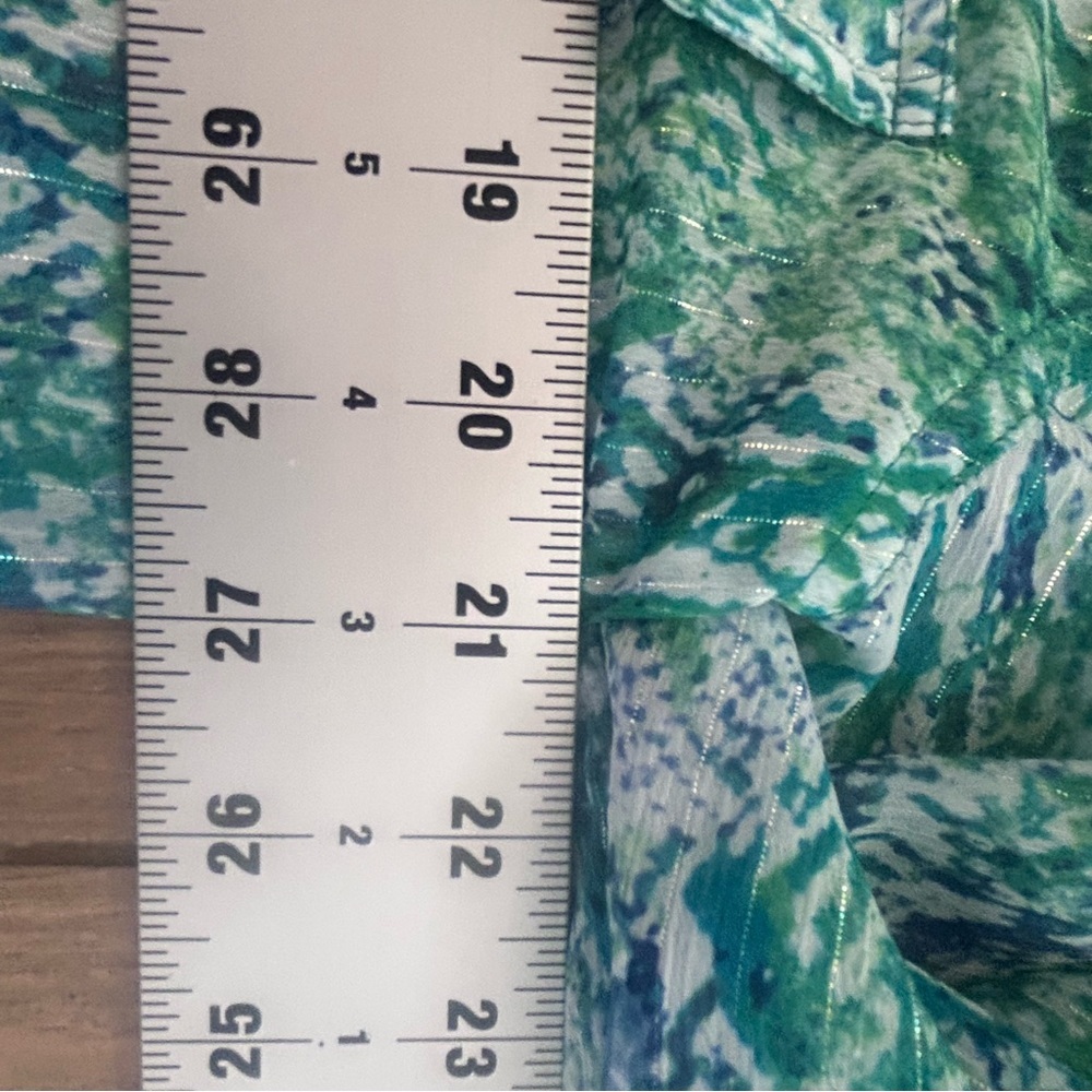 Dana Buchman Teal and White Button Down Shirt - Picture 9 of 9